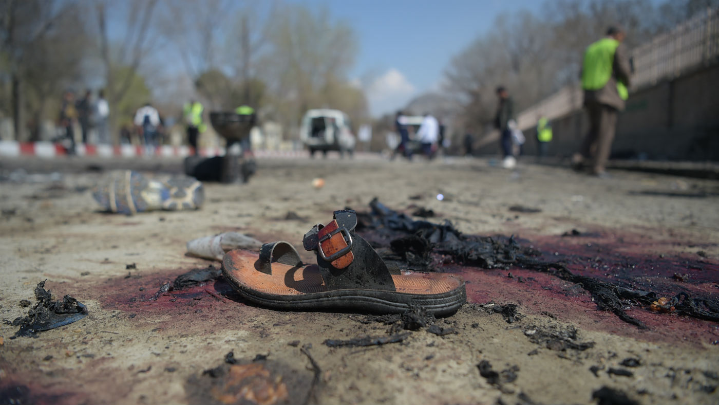 A photo of the aftermath of a suicide bomb in Kabul last month taken by AFP&#039;s Shah Marai who died on Monday