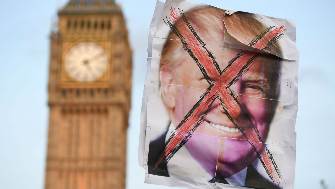An anti-Trump protest outside Parliament last year