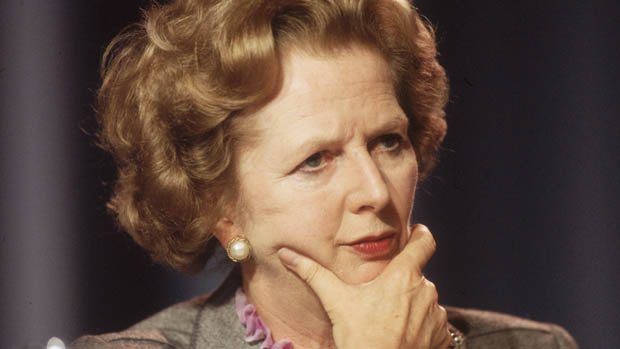 October 1985:British prime minister Margaret Thatcher looking pensive at the Conservative Party Conference in Blackpool.(Photo by Hulton Archive/Getty Images)