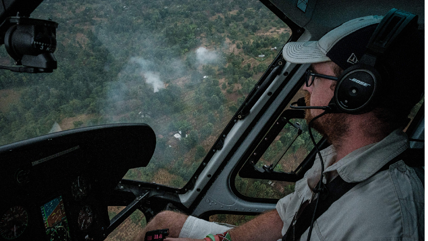 A pilot during a surveillance flight in Meru, Kenya