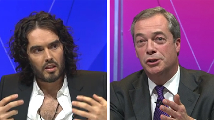 Russell Brand and Nigel Farage on BBC Question Time