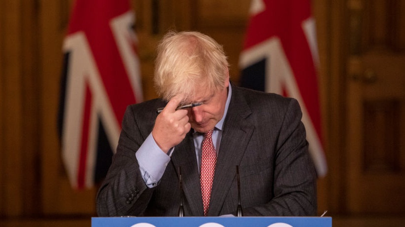 Boris Johnson at a coronavirus press briefing.