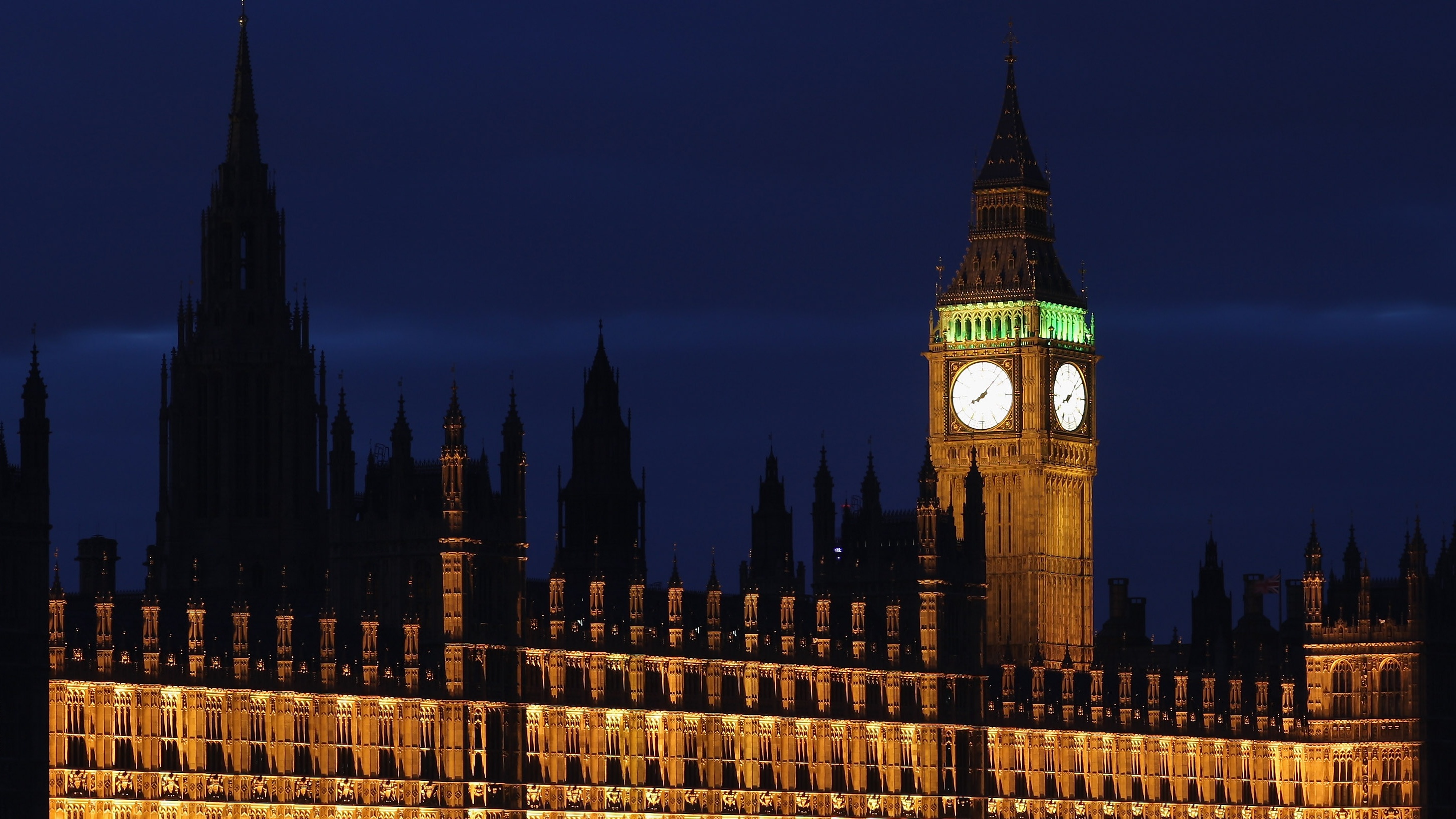 The Palace of Westminster pictured at night