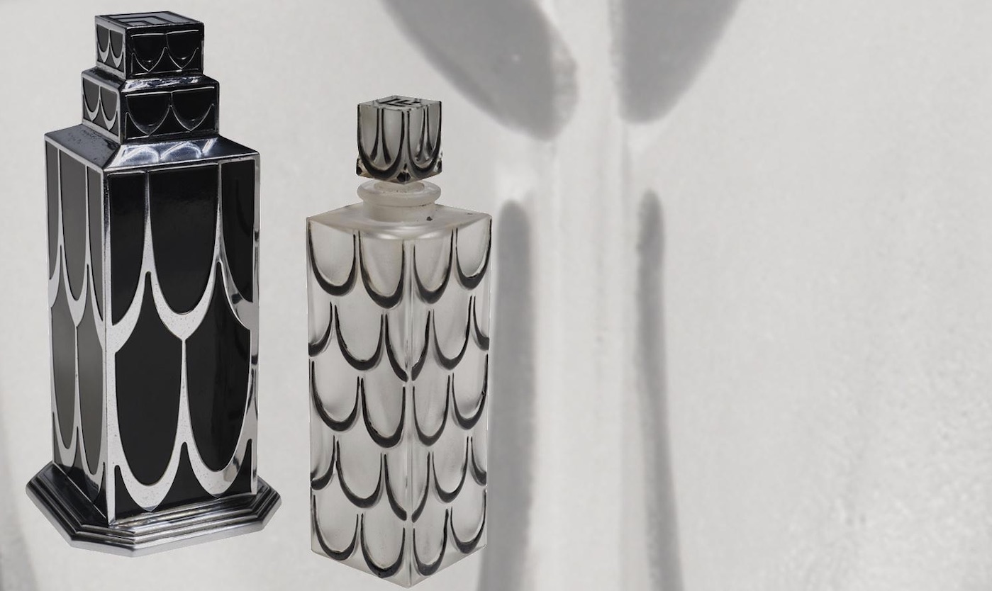 Lalique skyscraper-inspired bottle designed for couturier Lucien Lelong, 1929