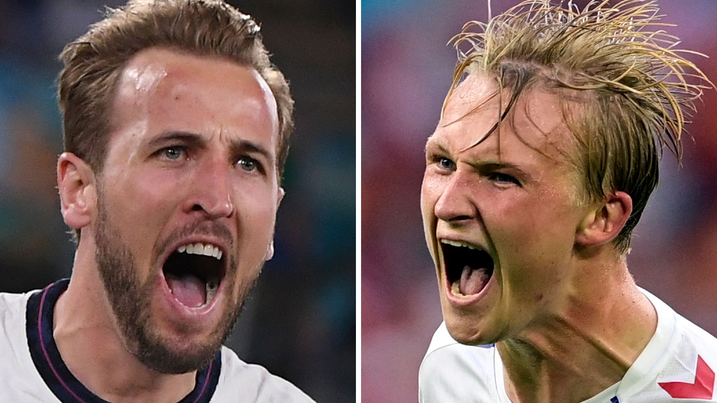 England’s Harry Kane and Denmark’s Kasper Dolberg have both scored three times at Euro 2020 