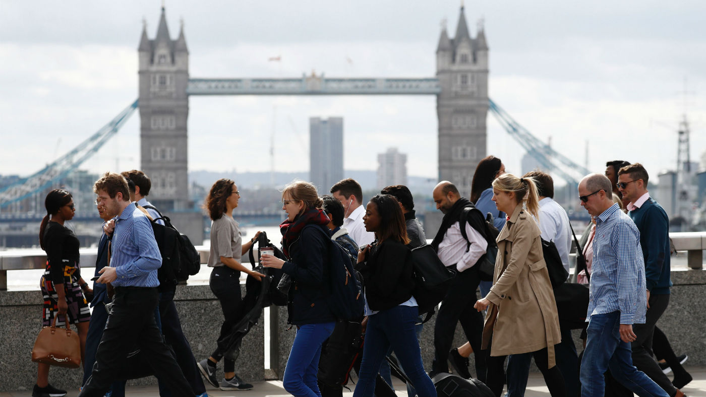 Commuters cross London Bridge