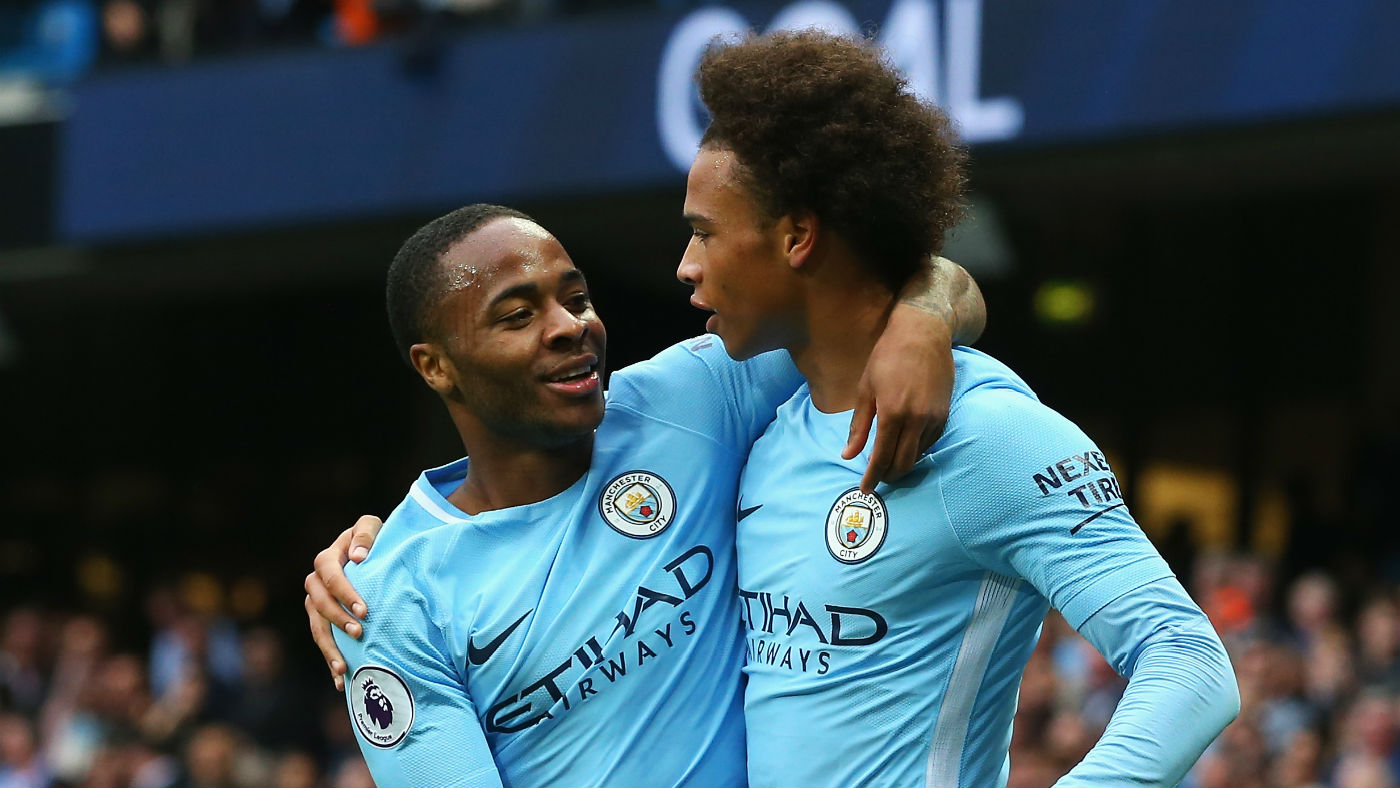 Manchester City forwards Raheem Sterling and Leroy Sane