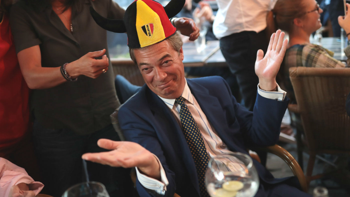 Nigel Farage watching the World Cup in Brussels