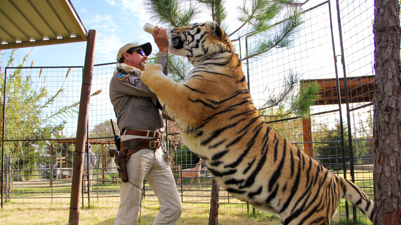 Joe Exotic with a tiger