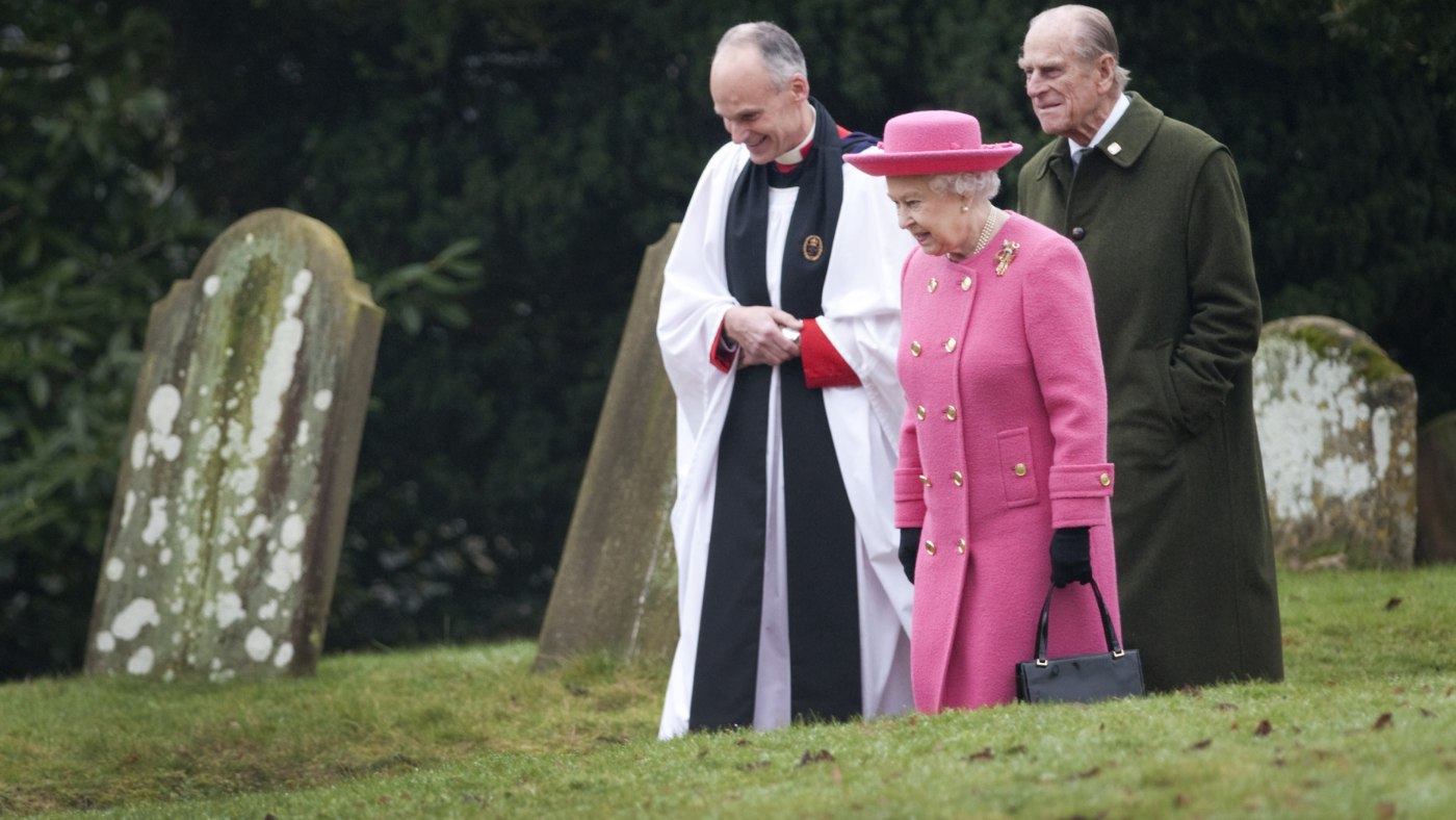 Queen and Prince Philip at church near Sandringham