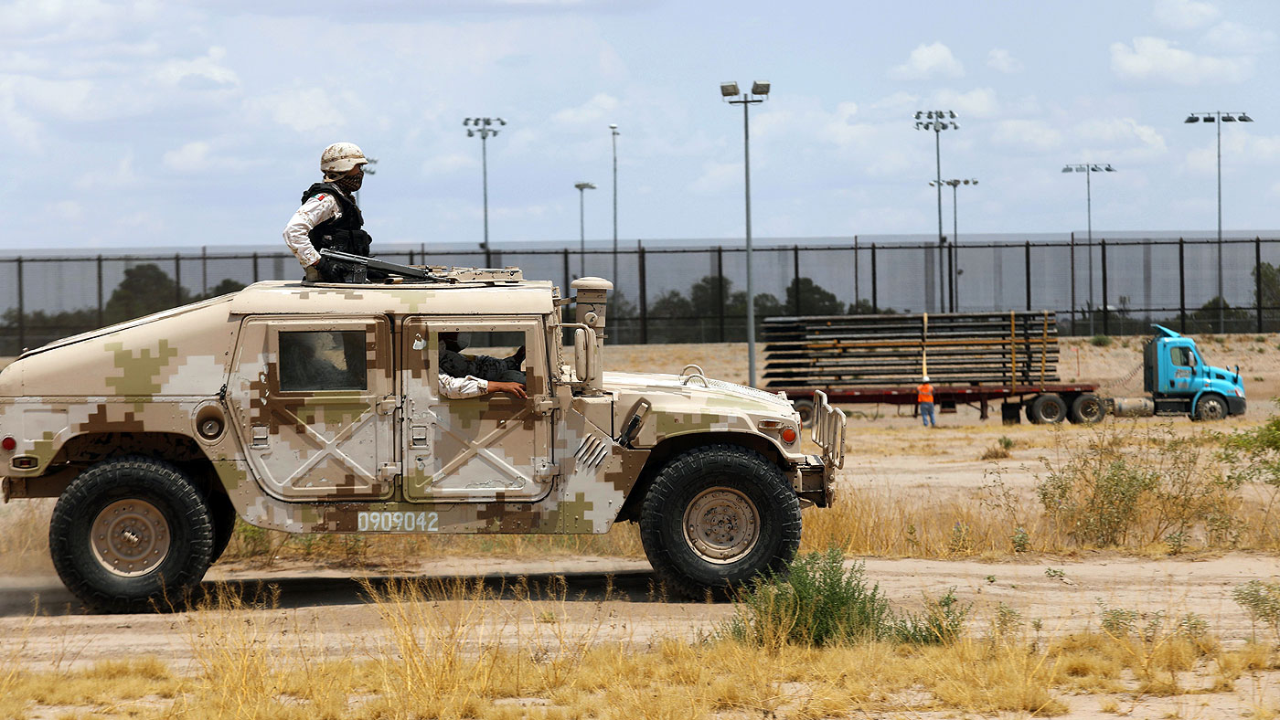National Guard units on patrol near El Paso, Texas