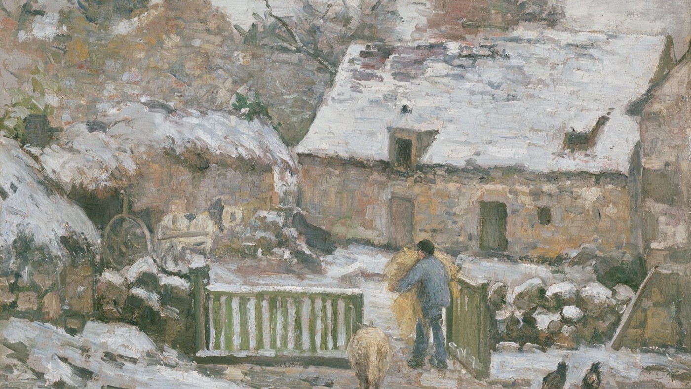 Camille Pissarro, Farm at Montfoucault in snow, 1874–1876