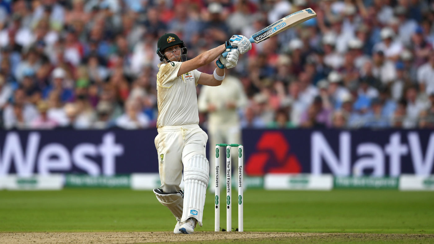 Australia’s Steve Smith scored 144 against England on day one of the Ashes first Test