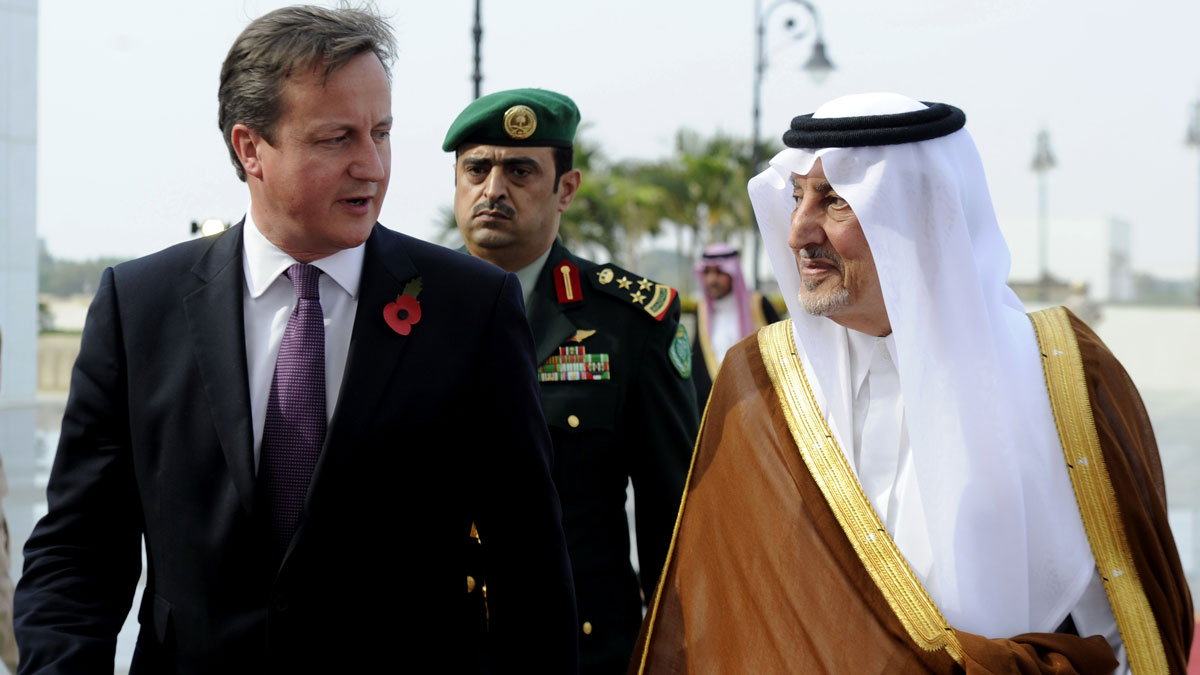 David Cameron with Prince Khalid bin Faisal bin Abdulaziz