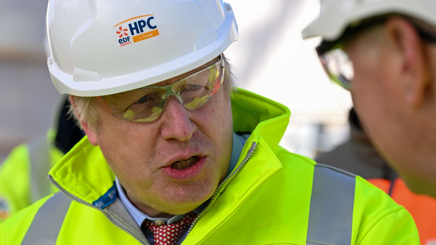 Boris Johnson during a visit to the Hinkley Point nuclear power station