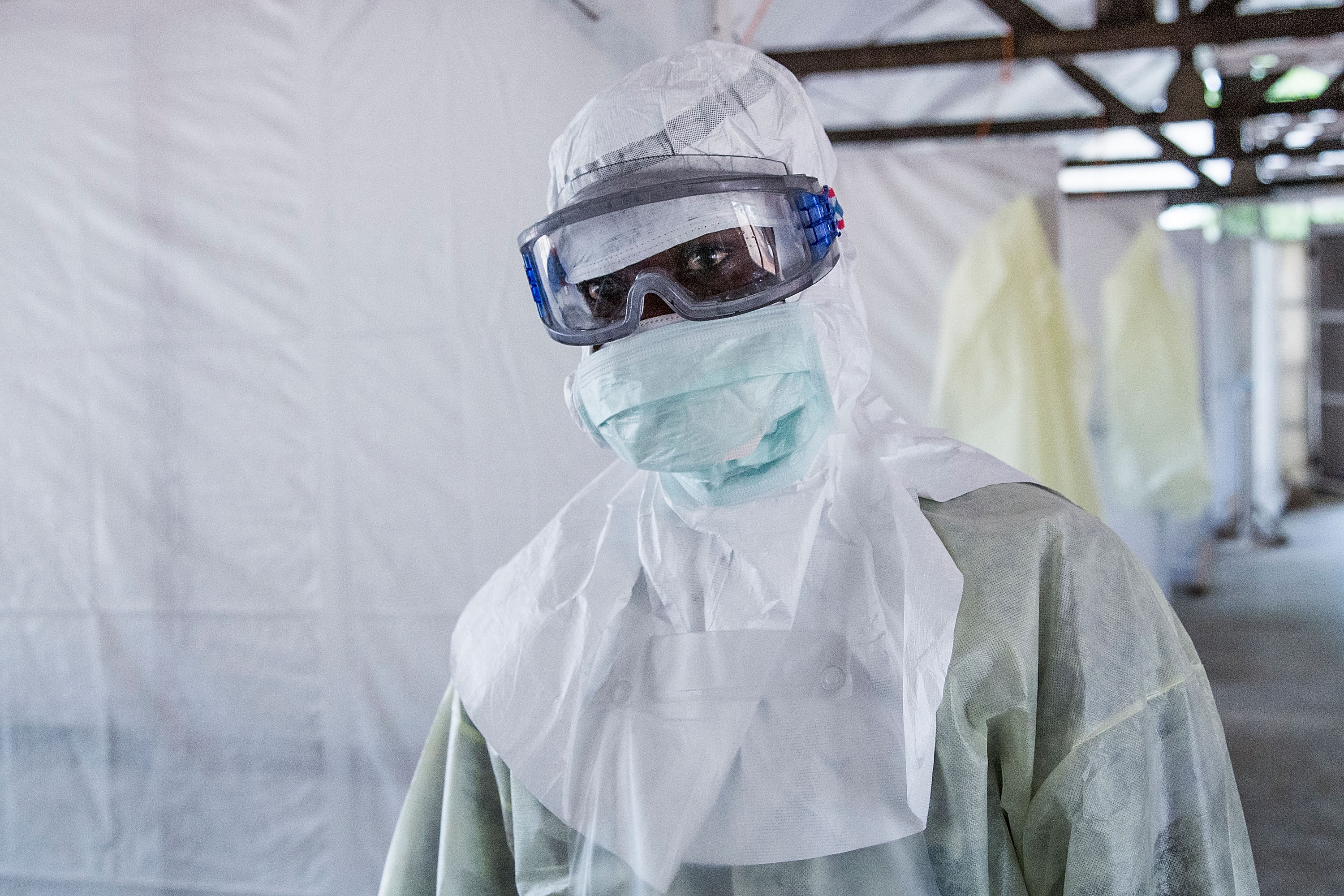 A healthcare worker in West Africa during an outbreak of the virus in 2014