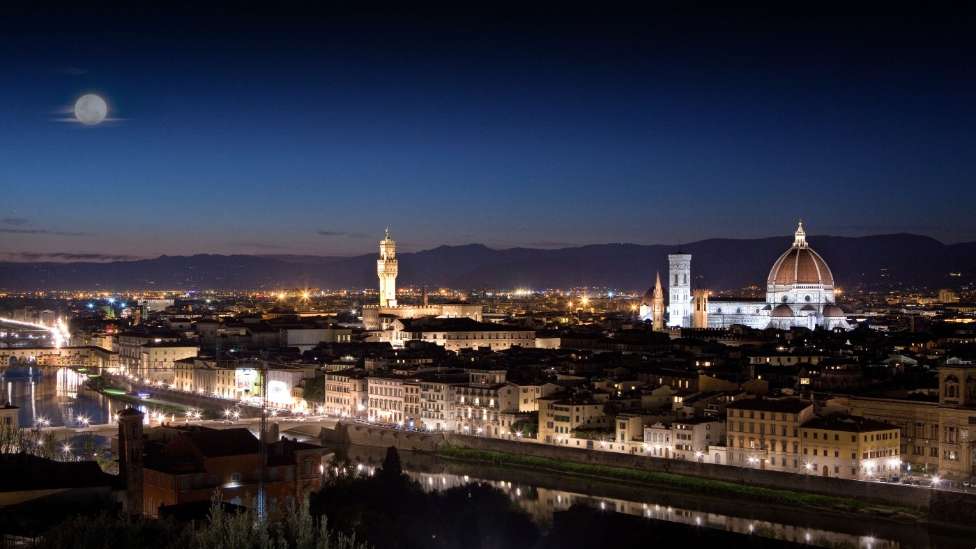 The Italian city of Florence at night