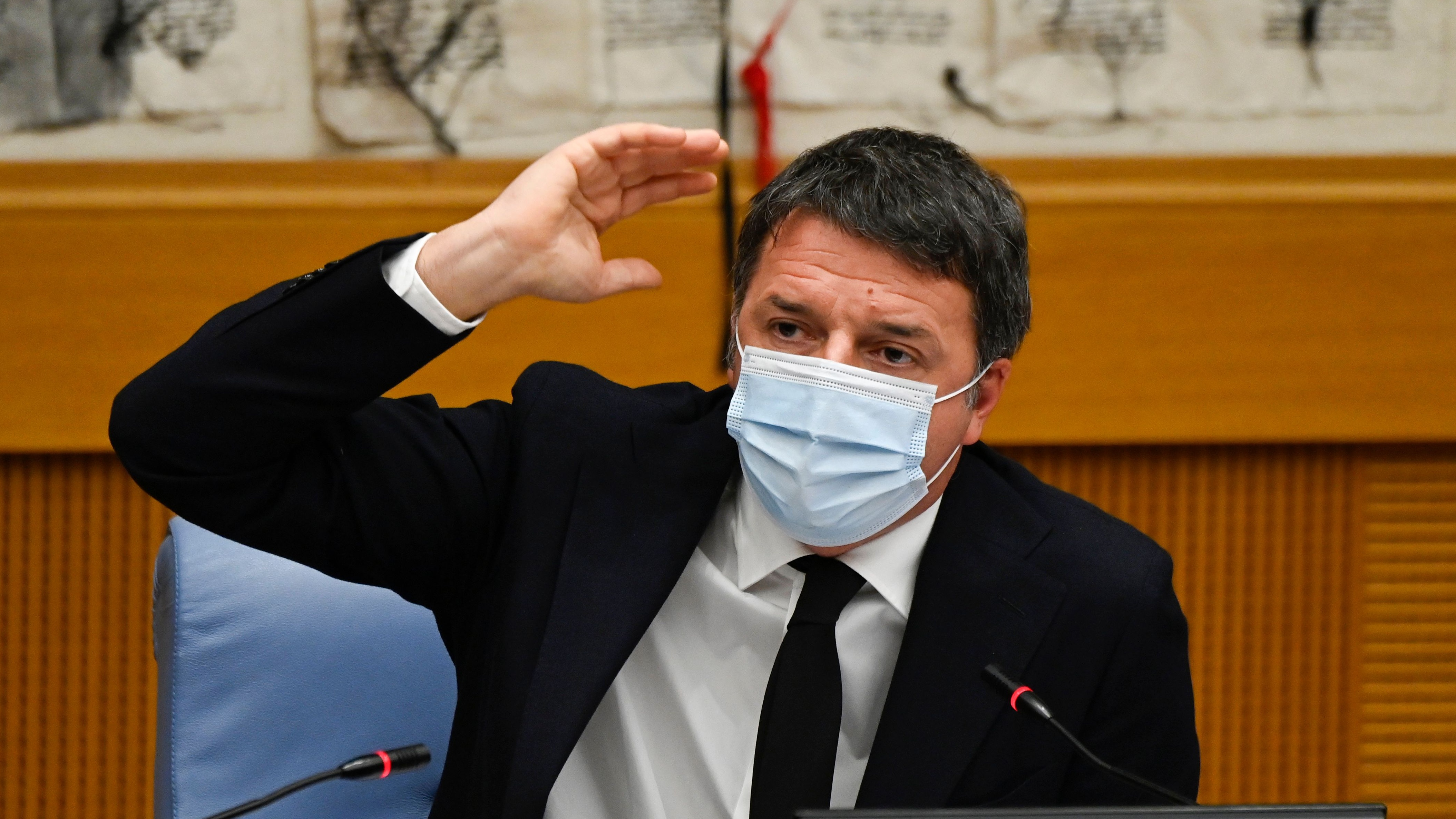 Matteo Renzi holds a press conference