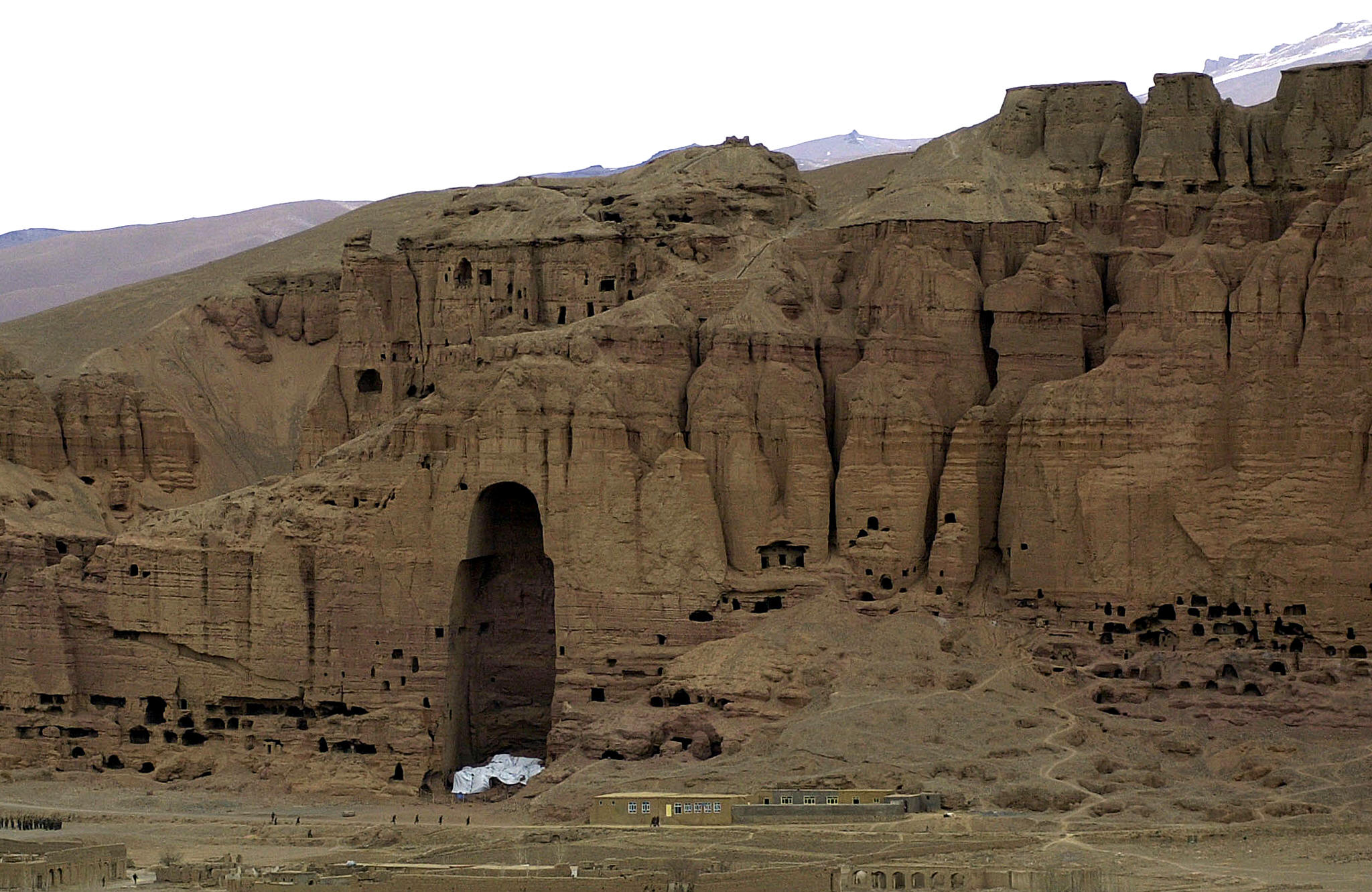 A view of the giant Buddhas site in Bamiyan, 29 January 2003 some 200 kms (125 miles) northwest of Kabul.The fate of the giant Buddhas of Bamiyan, ancient Afghan statues which were destroyed 