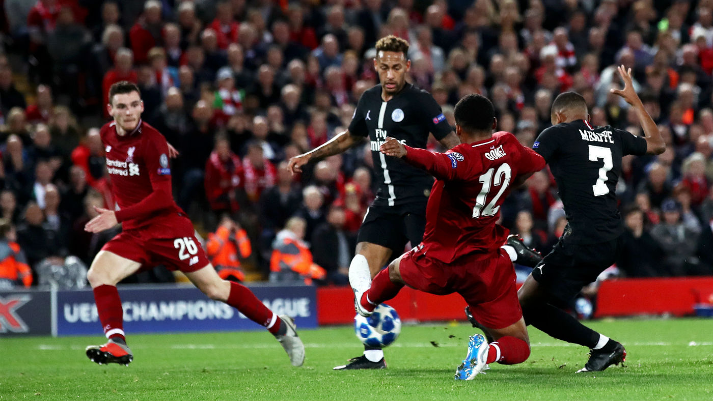 Kylian Mbappe scored for PSG in their 3-2 defeat against Liverpool on 18 September at Anfield 