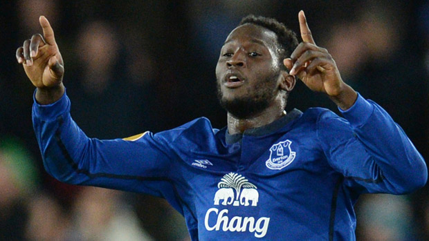 Romelu Lukaku celebrates his second goal during football match between Everton FC and BSC Young Boys