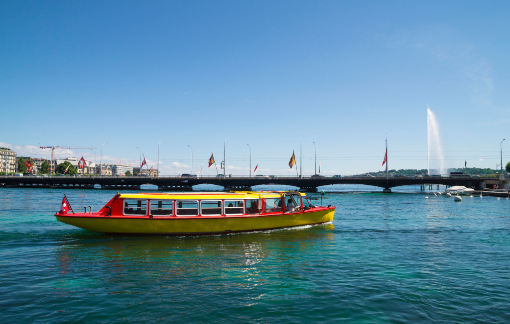 A water taxi in Geneva