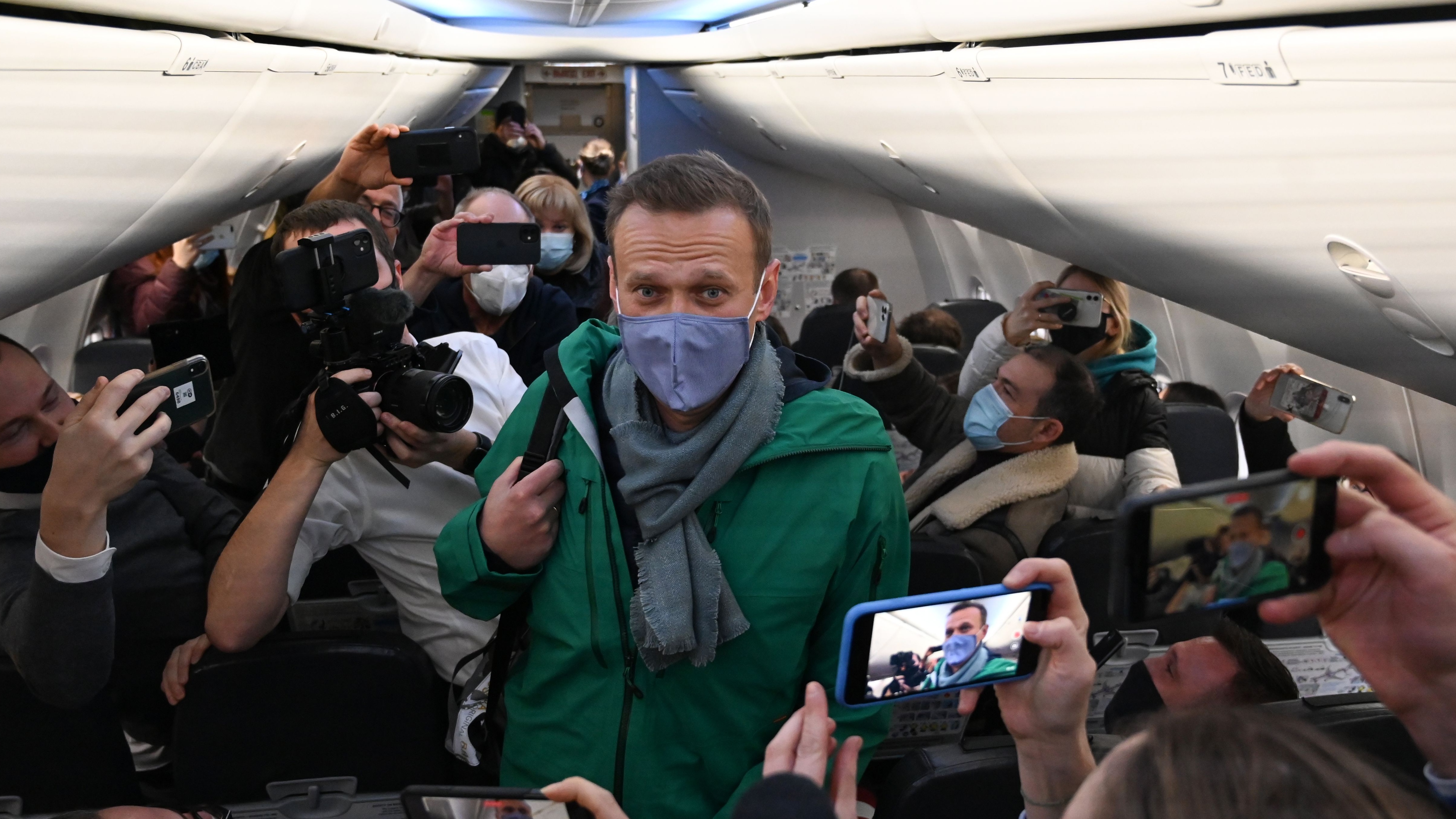Alexei Navalny on his return to Russia from Berlin.