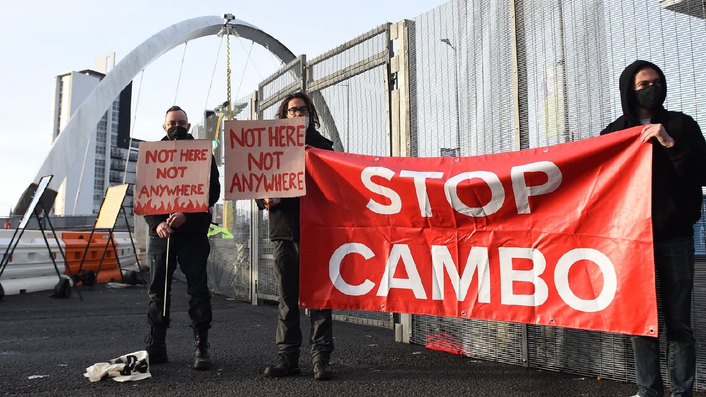 Activists holding sign reading &#039;Stop Cambo&#039;