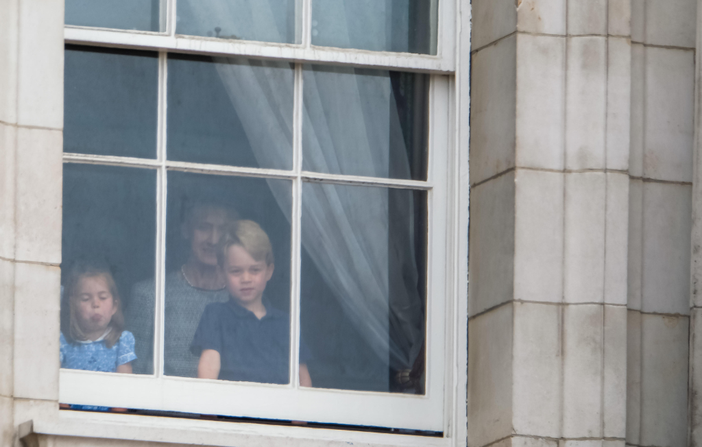 Prince George and Princess Charlotte spotted at the window of Buckingham Palace
