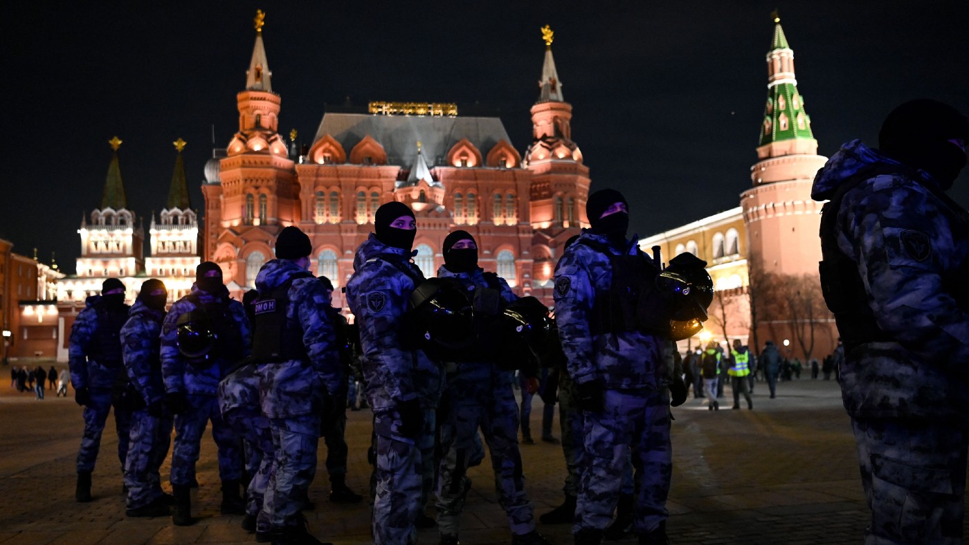 Russian riot police officers in Moscow