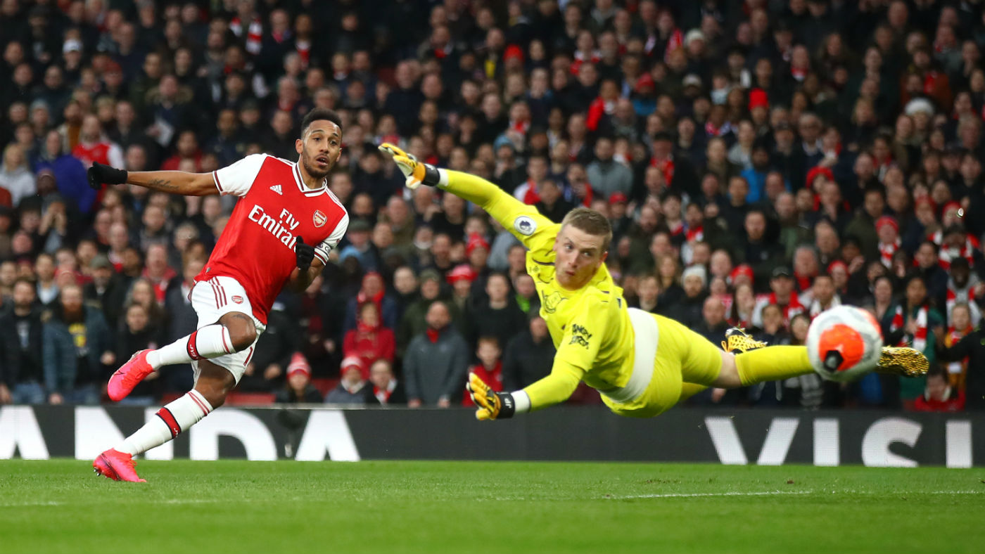 Arsenal captain Pierre-Emerick Aubameyang scored twice in the 3-2 win against Everton on 23 February 2020