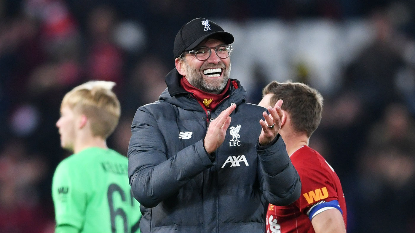 Jurgen Klopp celebrates Liverpool’s dramatic victory against Arsenal in the Carabao Cup