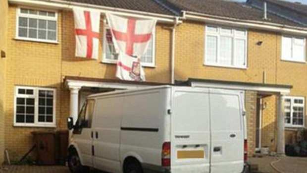 Picture posted by Emily Thornberry showing a Strood house covered in England flags