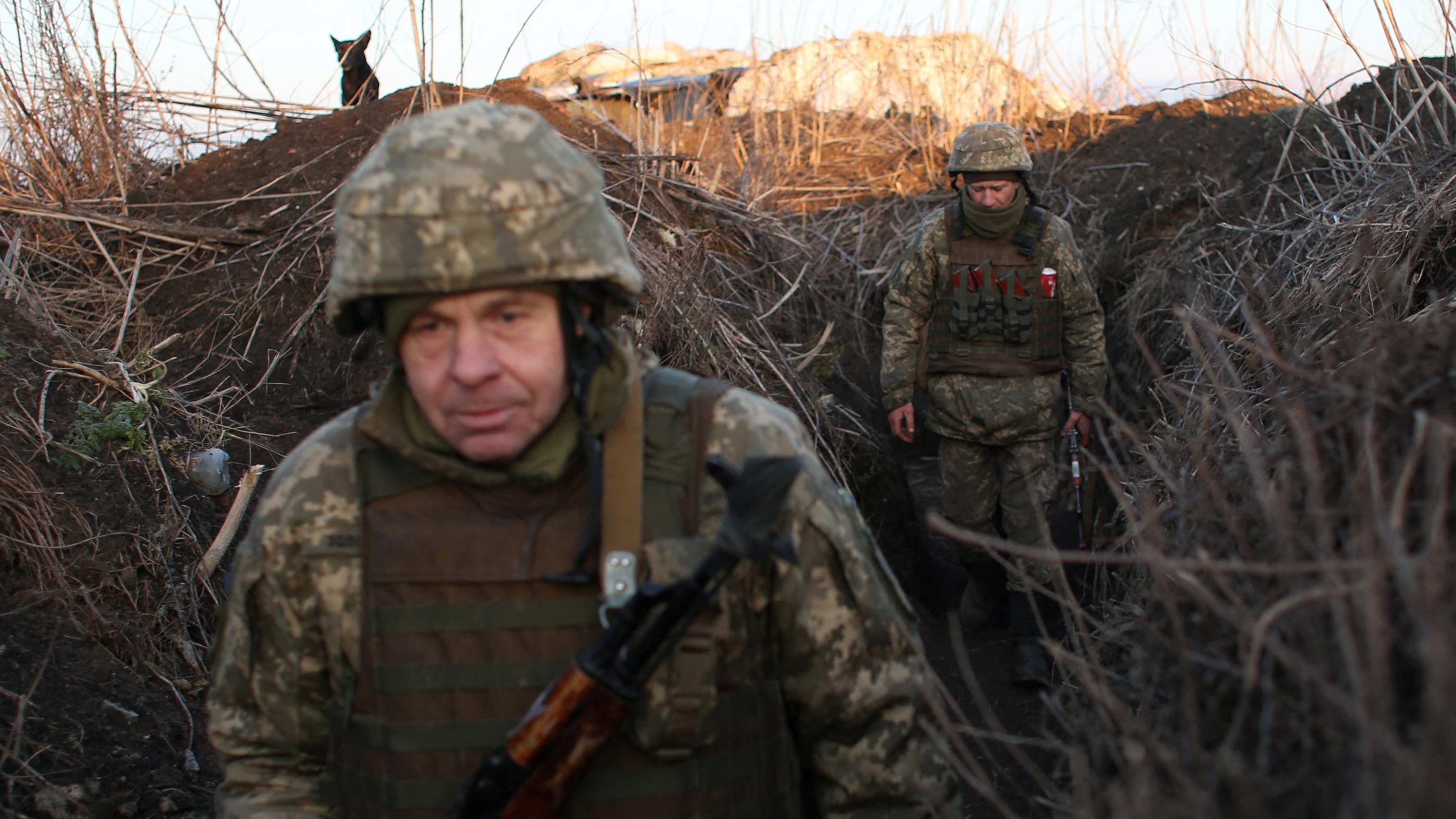 Ukrainian troops on the frontline near Novognativka, Ukraine
