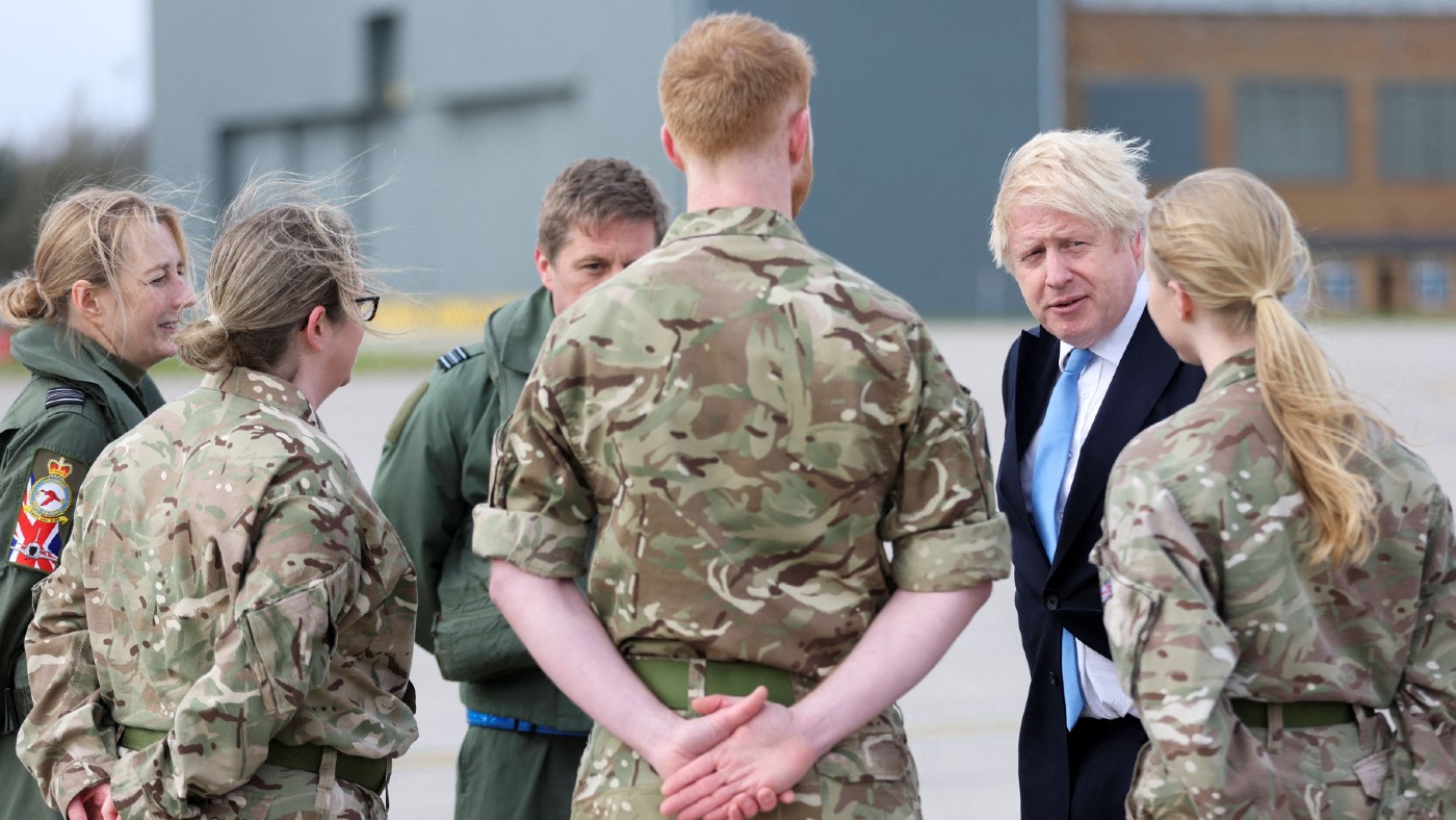 Boris Johnson with troops
