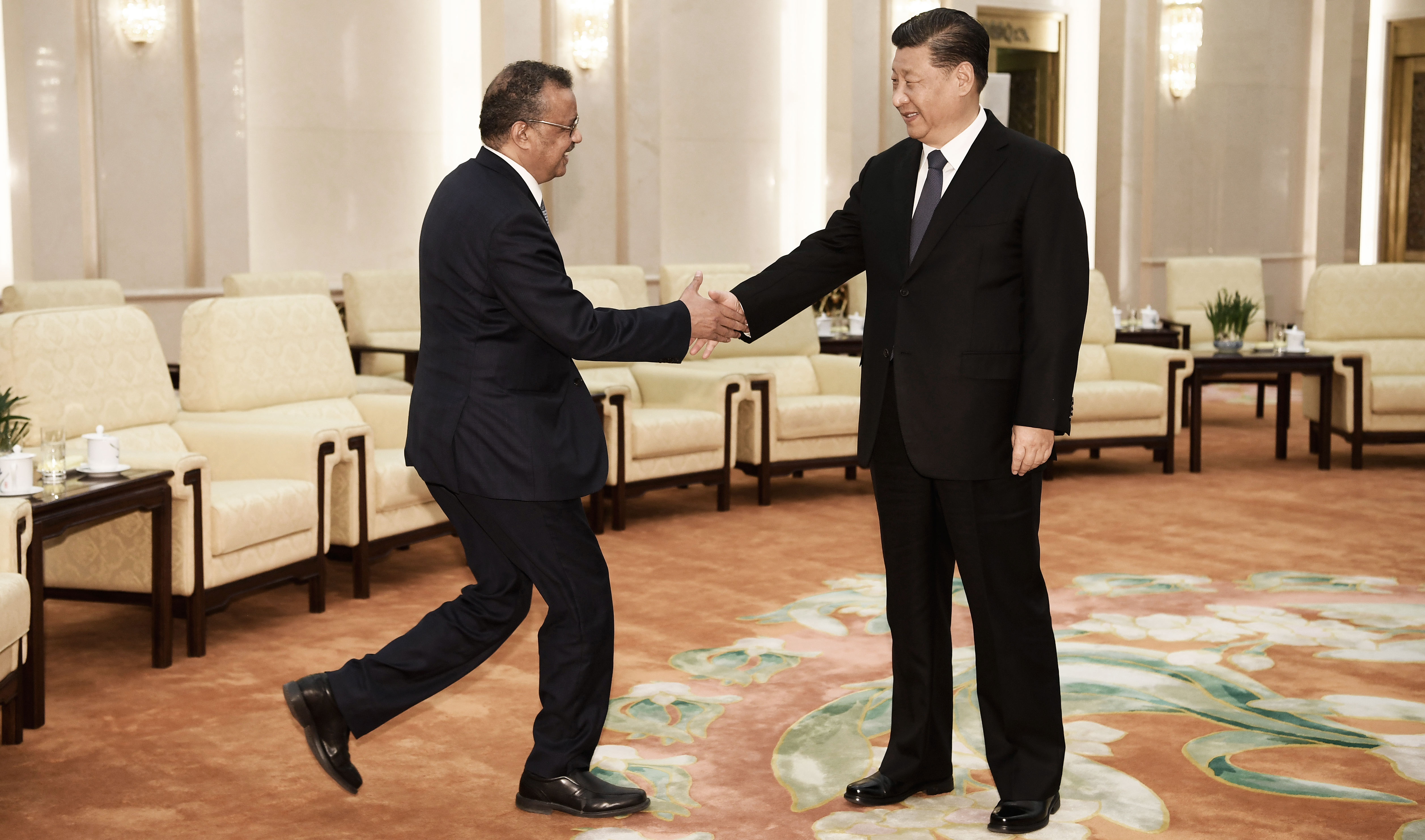 Dr. Tedros Adhanom Ghebreyesus, director-general of the World Health Organisation, and President Xi Jingping of China