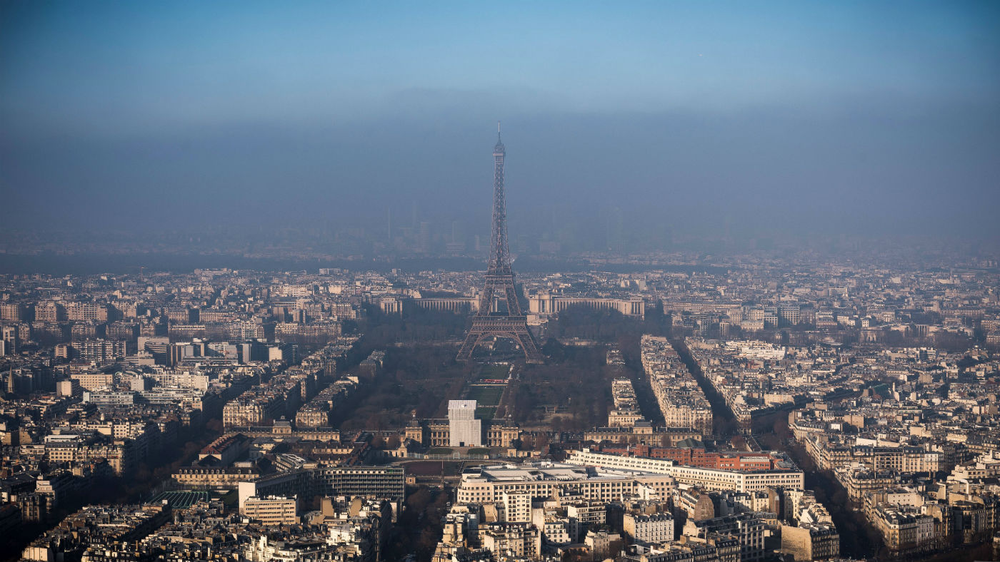 A layer of pollution hangs over Paris