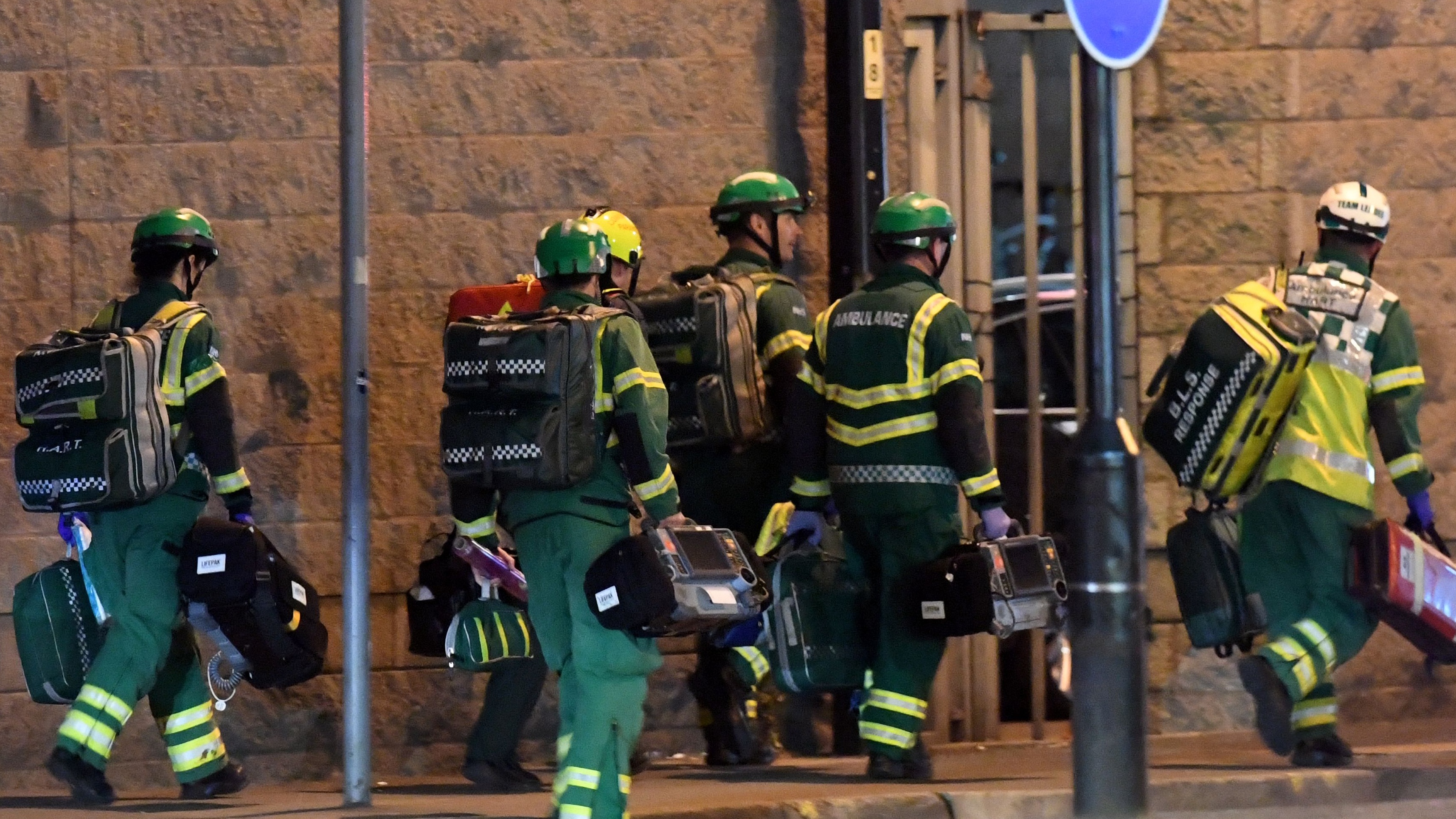 Paramedics arrive at the Manchester Arena in 2017