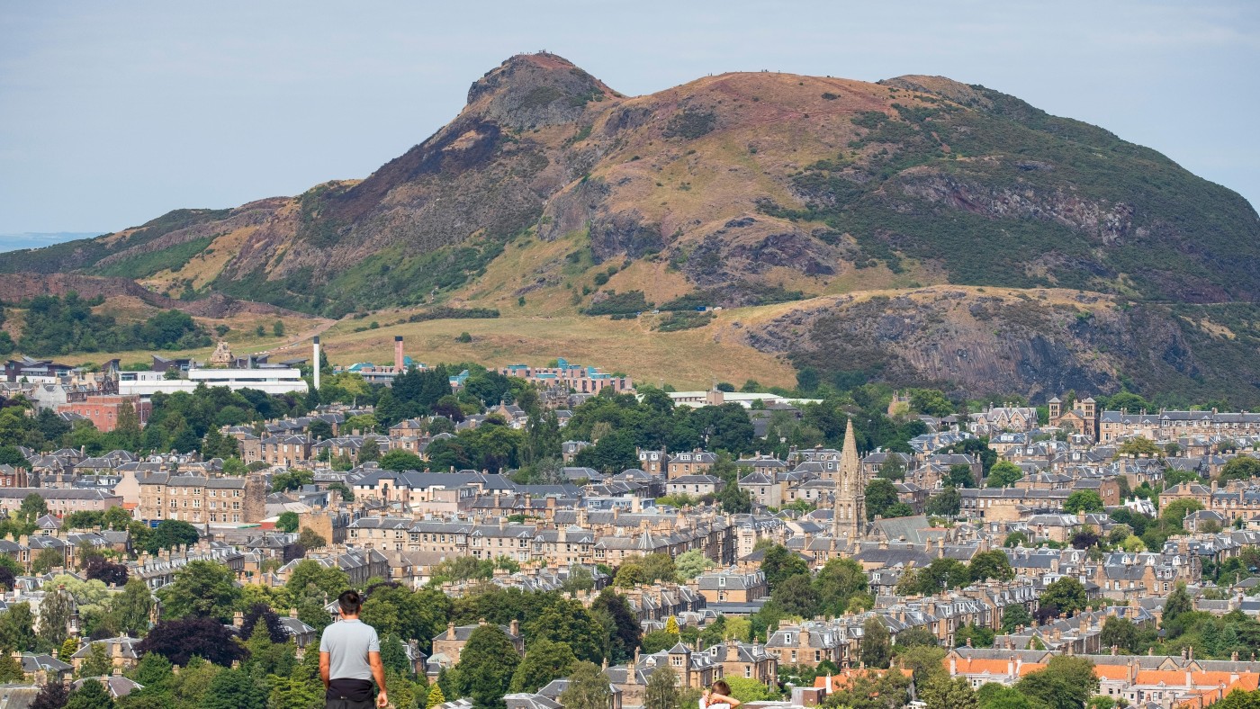 View of Arthur’s Seat hill from Blackford Hill in Edinburgh 