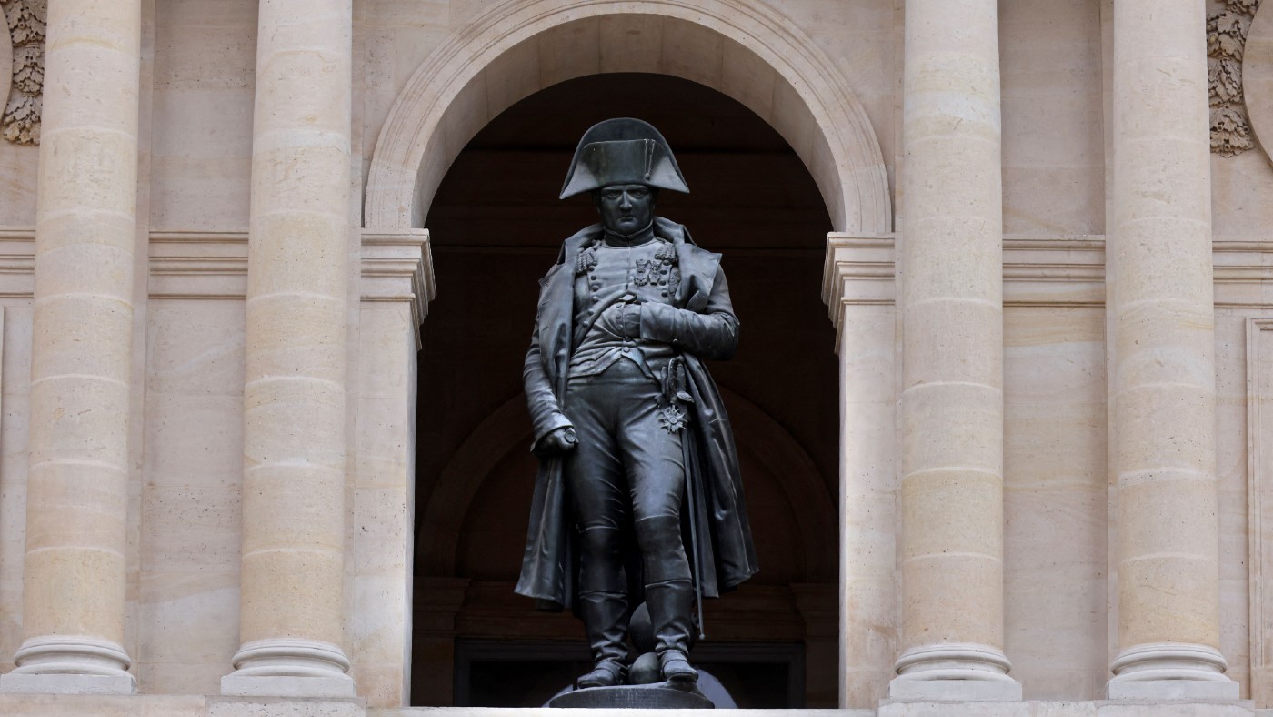 The bronze statue of Napoleon Bonaparte at the Hotel des Invalides in Paris 