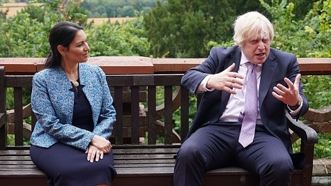 Priti Patel and Boris Johnson