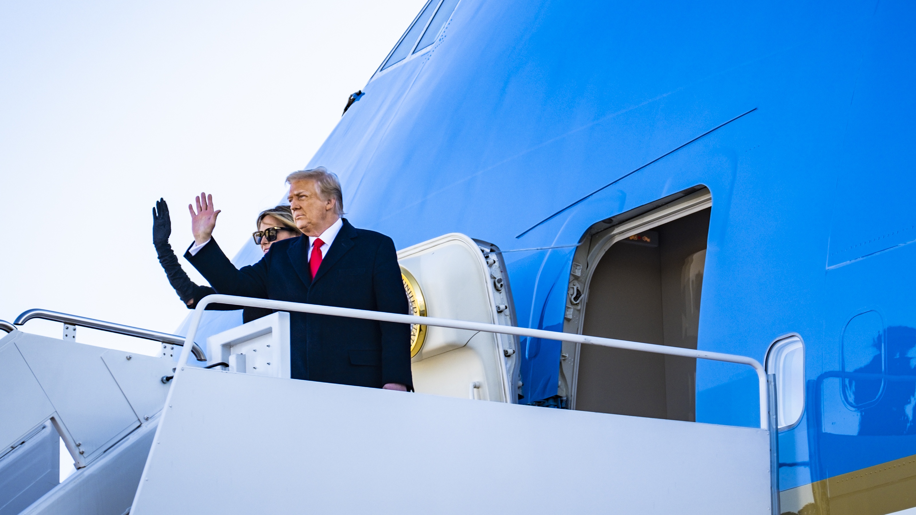 Donald Trump departs for Mar-a-Lago at the end of his presidency