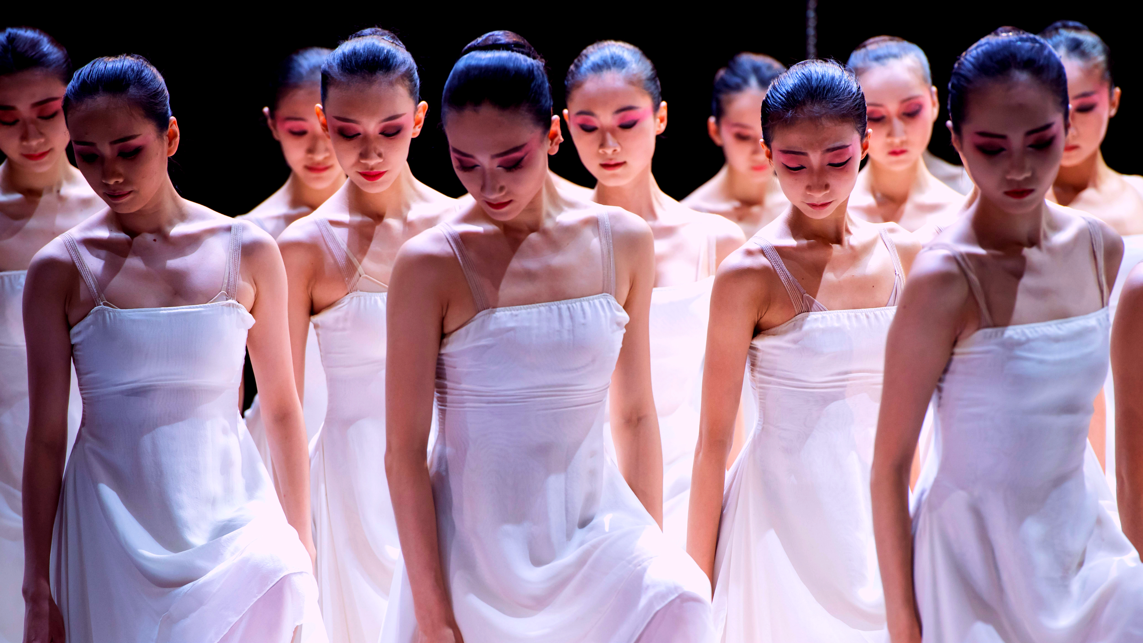 Dancers of the National Ballet of China during a dress rehearsal of The Peony Pavilion at Sadlers Wells Theatre, London