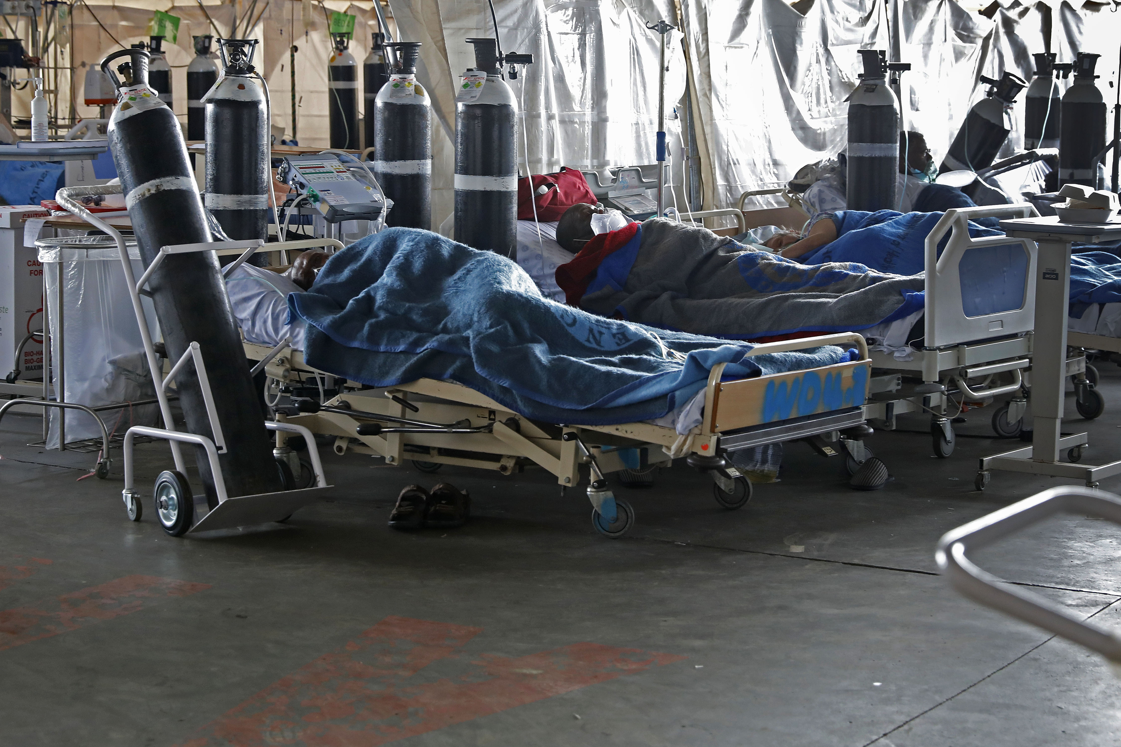 Patients in a temporary Covid ward in Pretoria, South Africa