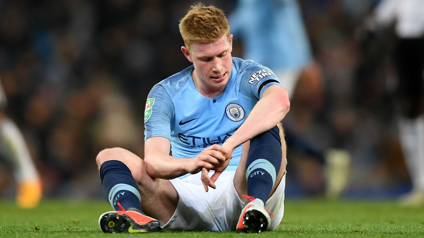Manchester City star Kevin de Bruyne injured his left knee in the Carabao Cup against Fulham