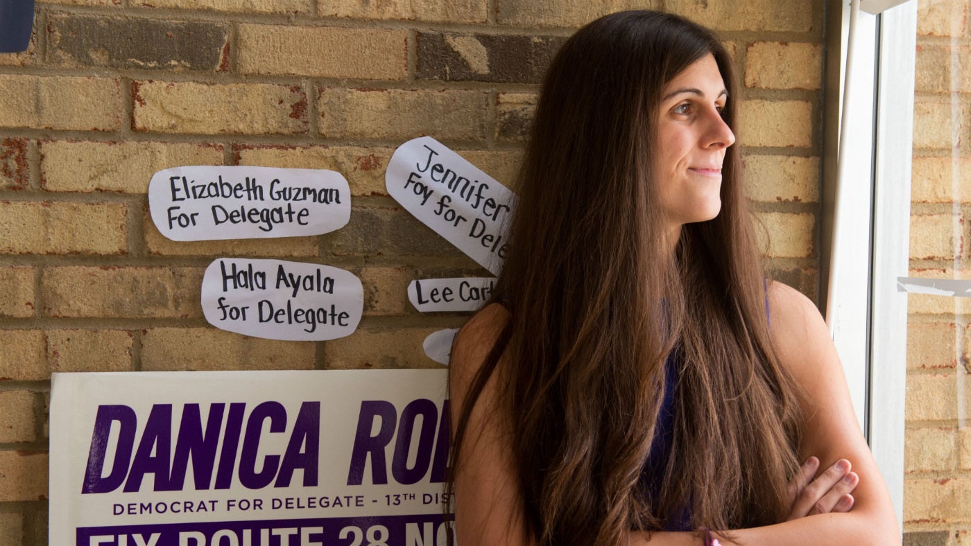 Danica Roem, a Democrat for Delegate in Virginia&#039;s district 13, and who is transgender, sits in her campaign office