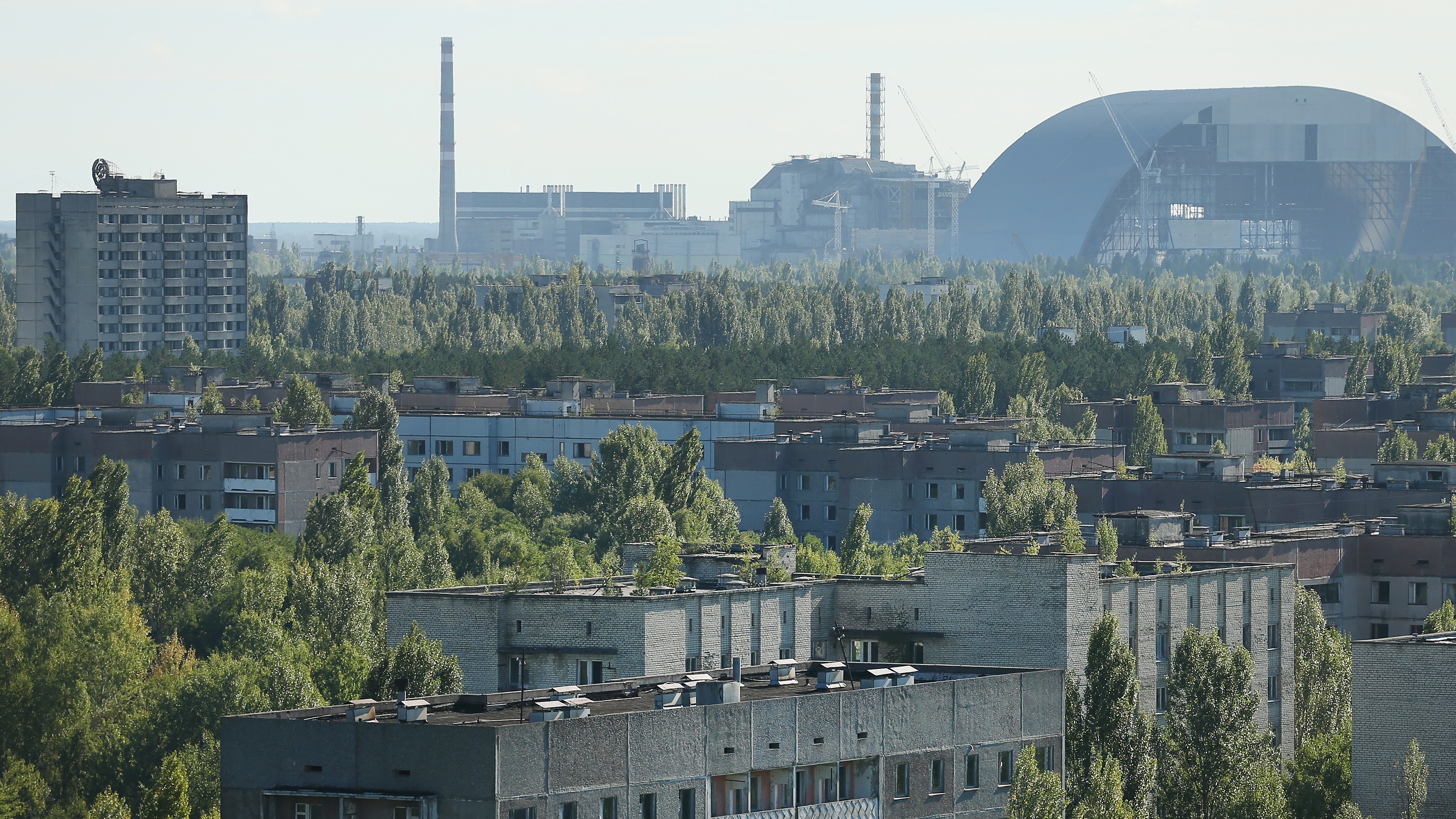 A view of the abandoned zone around the Chernobyl plant 