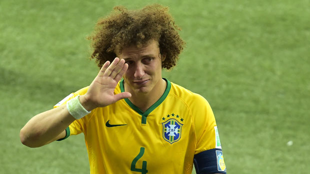 A tearful David Luiz leaves the pitch in Belo Horizonte