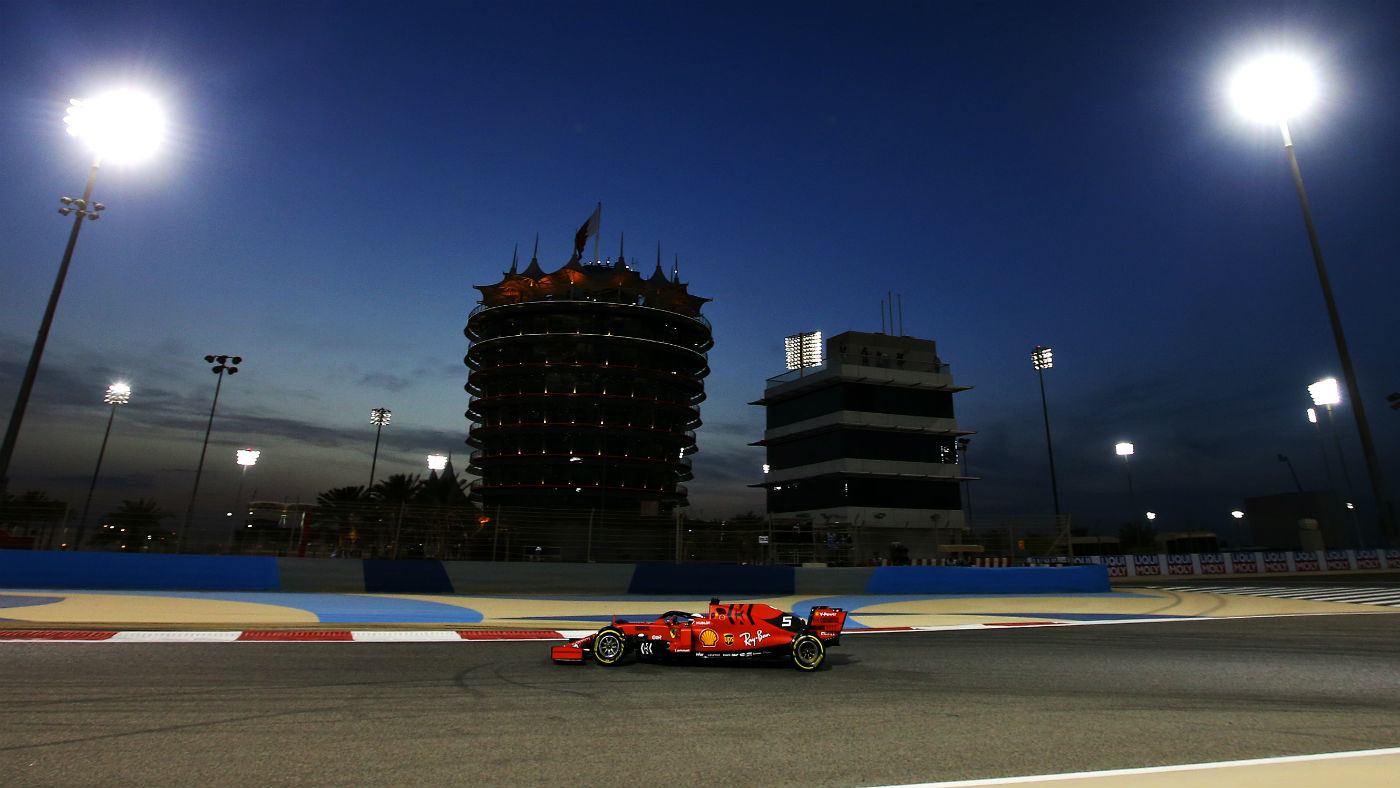 Sebastian Vettel drives the Scuderia Ferrari SF90 during practice at the F1 Bahrain Grand Prix