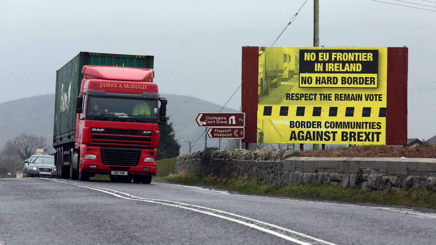 Traffic crosses the border into Northern Ireland from the Irish Republic 